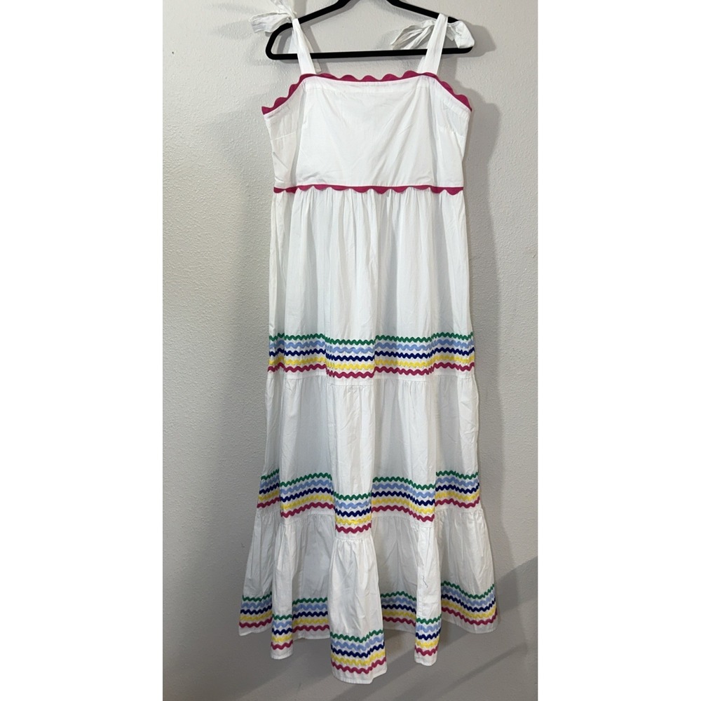 New Crown‎ & Ivy Women's Sleeveless Tiered Ric Rac Dress Women's XL Rainbow Boho